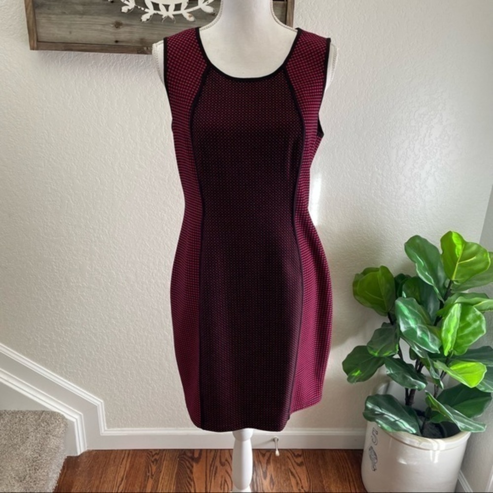 Bailey 44 Diva doll black pink body con stretch knit dress size L